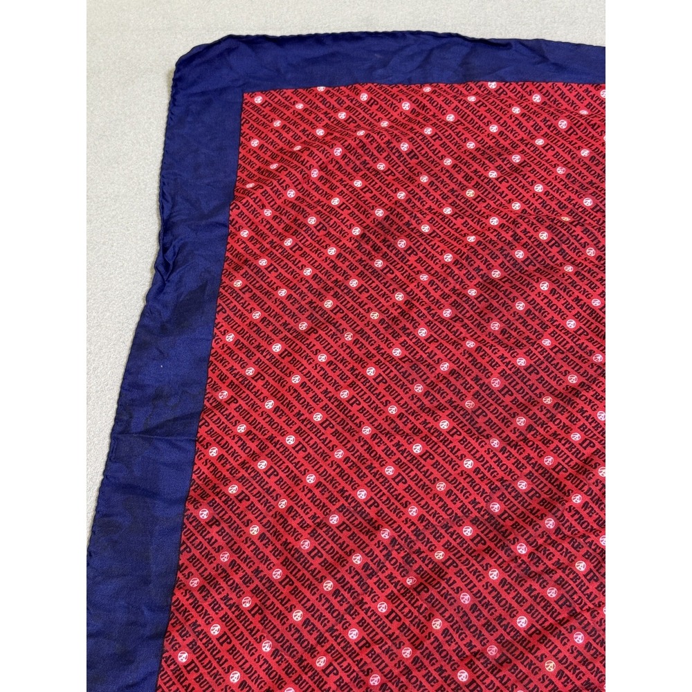 Vtg Scarf Made In Italy IP Building‎ Materials 100% Silk Red White Blue Font - Picture 5 of 15